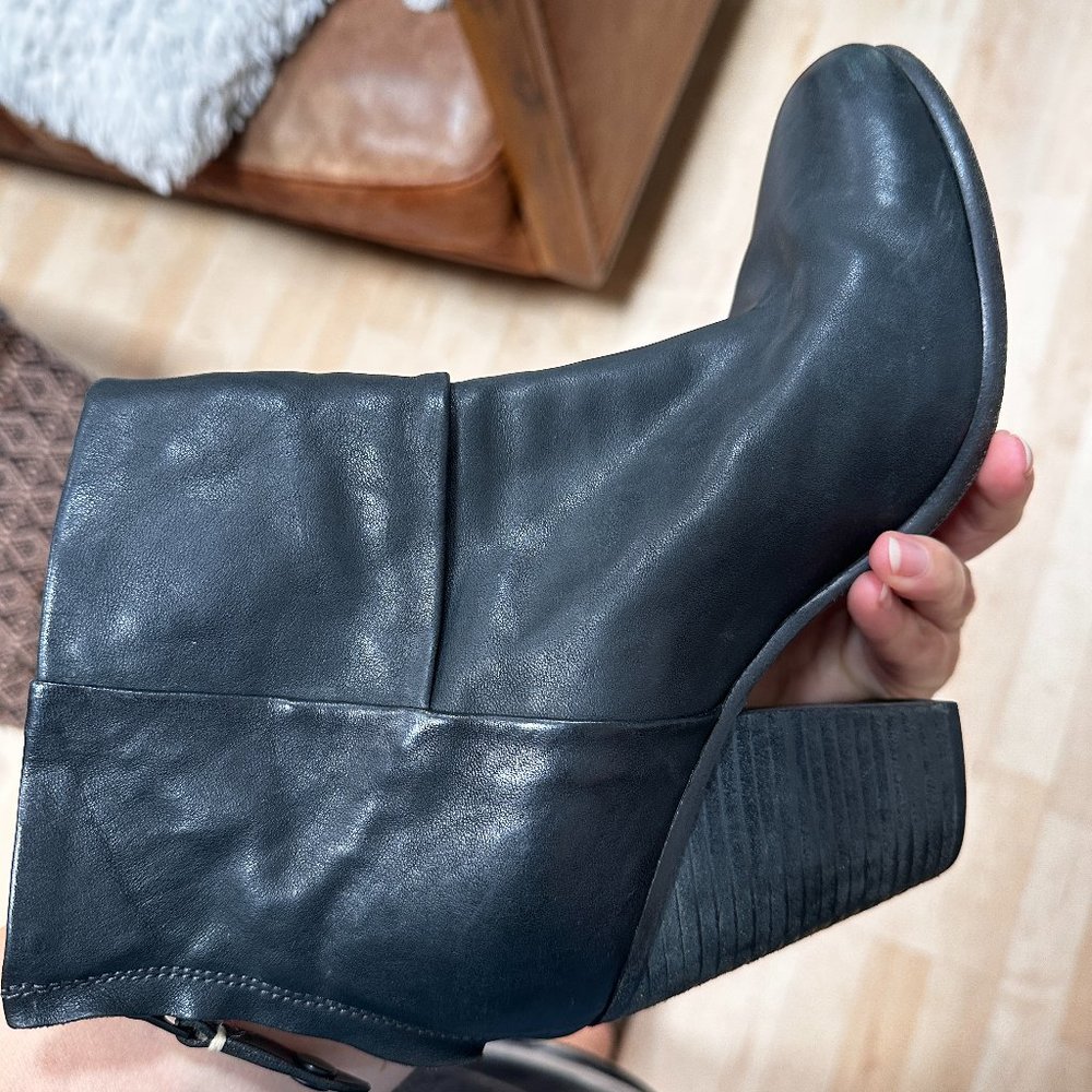 Rag & Bone Black Leather Zip Back Heel Booties